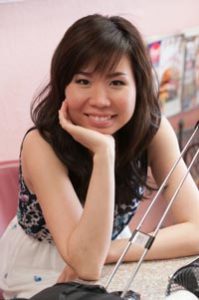 Smiling young woman with long natural hair style